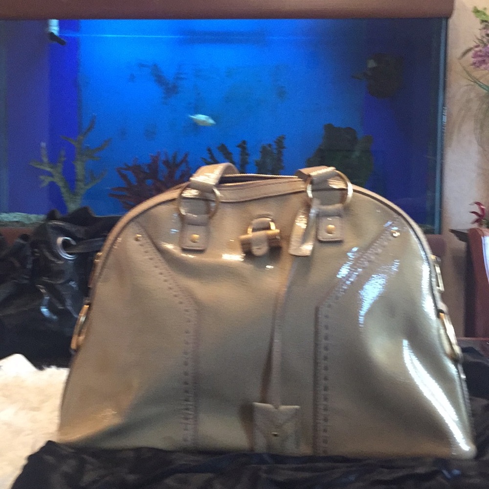 YSL patent leather muse bag  in tan color